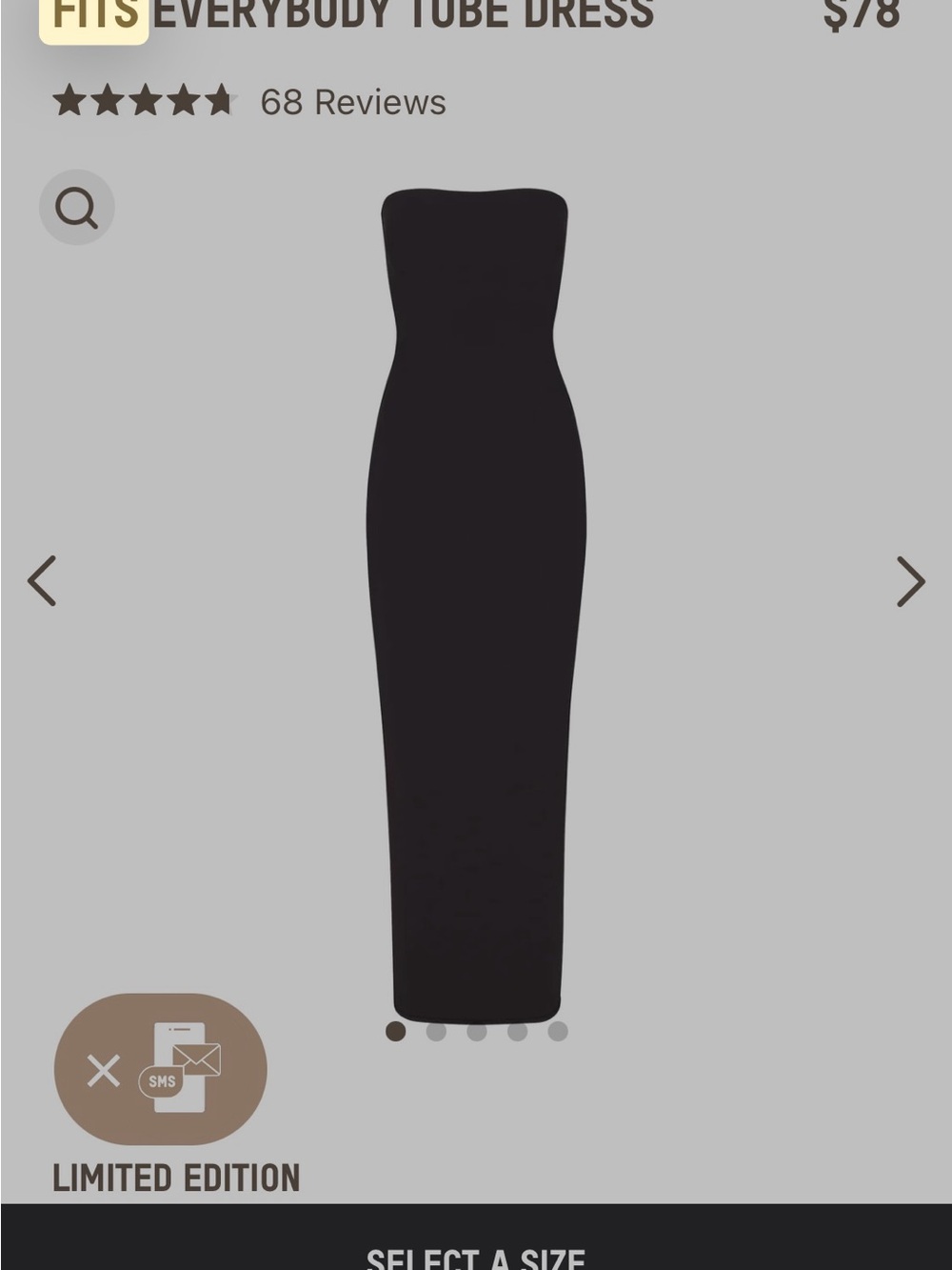 SKIMS Strapless Black Column Gown - Picture 7 of 9